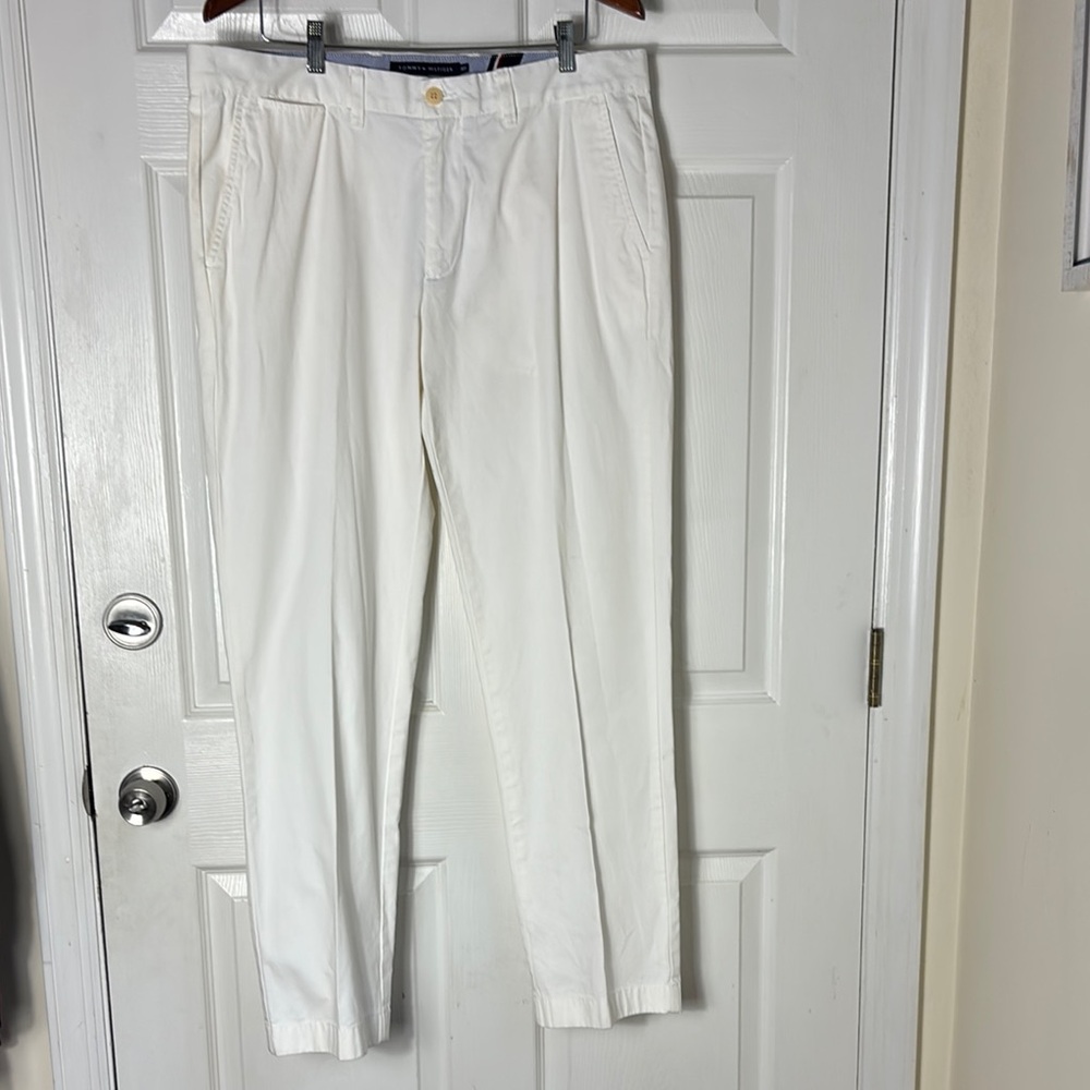 TOMMY HILFIGER All White Men's Pants Custom Fit size 36x32 Preppy Old Money